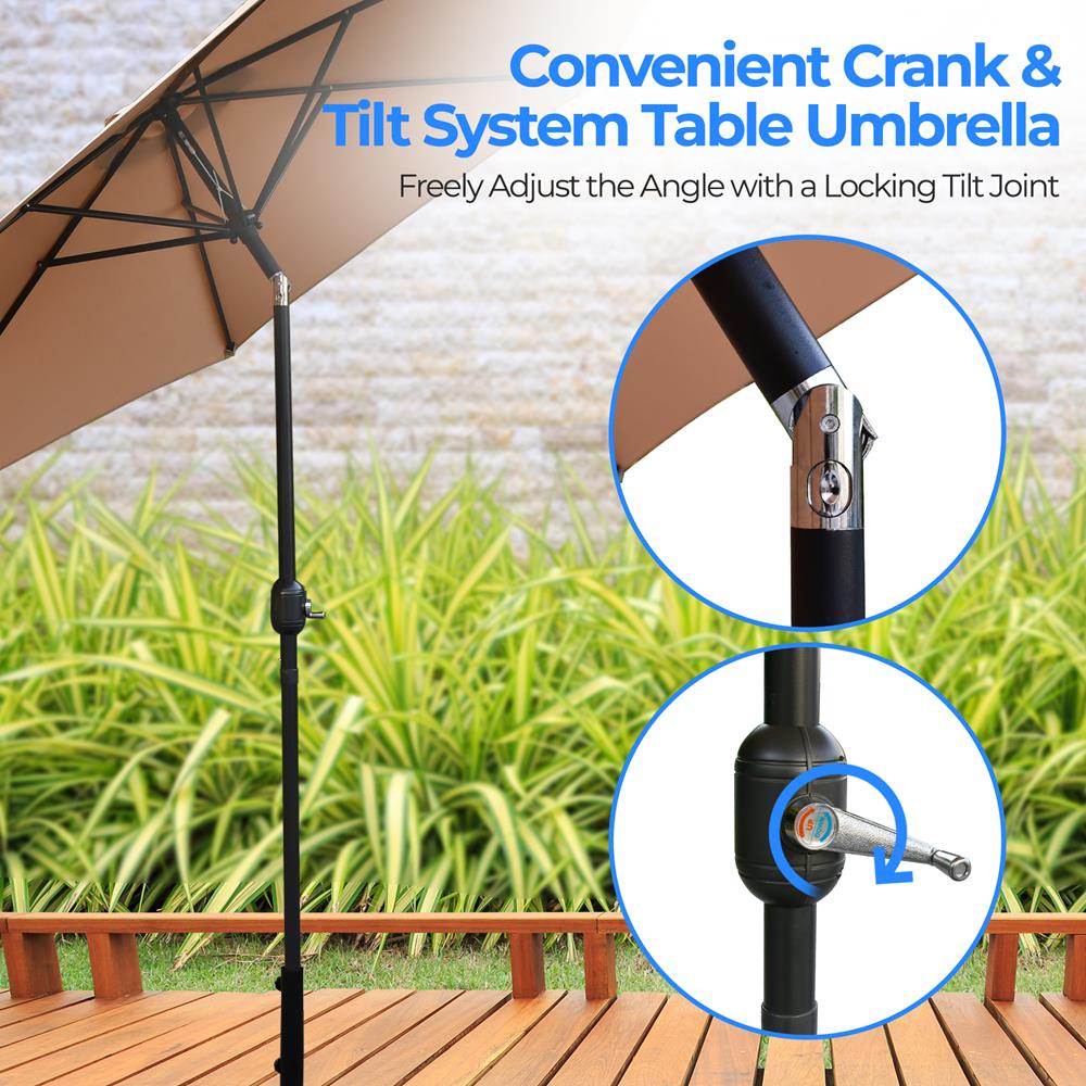 10Ft. Patio Table Umbrella - 6 Sturdy Ribs With Push Button Tilt Uv Protection, Outdoor Furniture For Garden Lawn Deck Pool And Beach