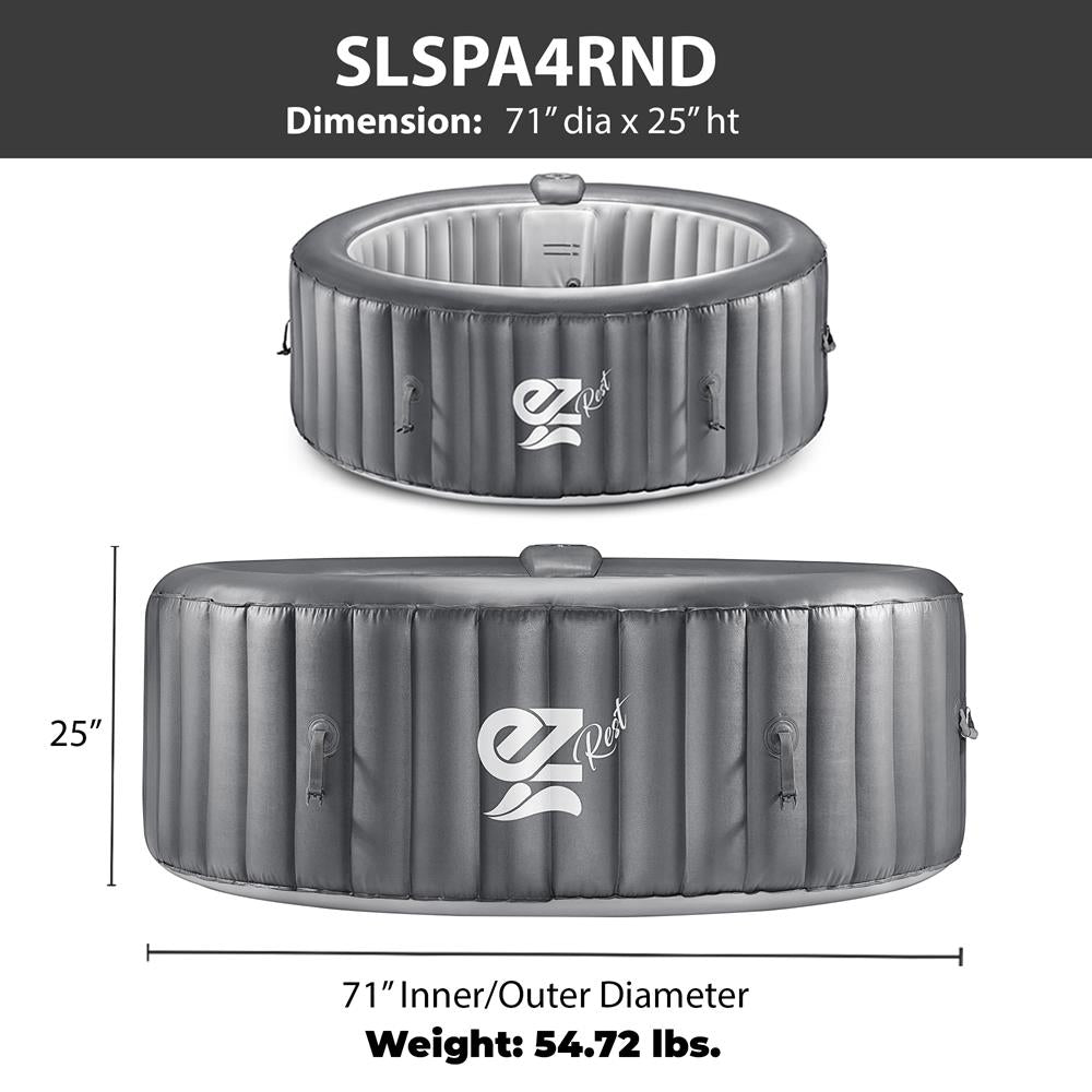 Portable 4-Person Hot Tub Spa, 100 Bubble Jets, LED Lights, Remote Control