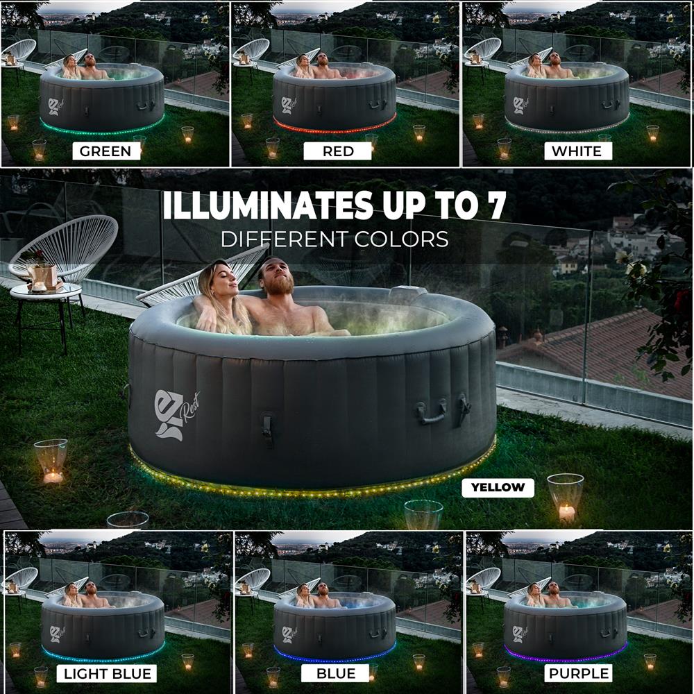 6-Person Inflatable Hot Tub Spa, 130 Jets, LED Lights, Remote Control