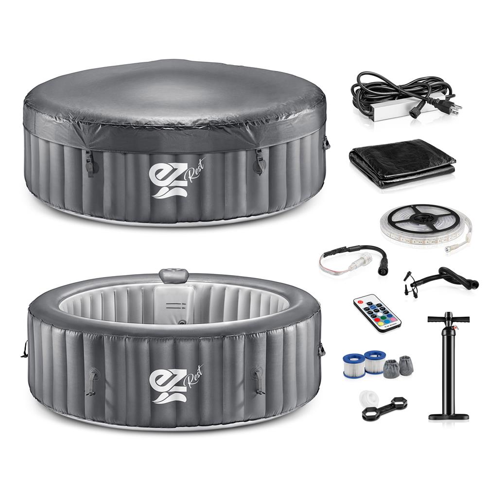 6-Person Inflatable Hot Tub Spa, 130 Jets, LED Lights, Remote Control