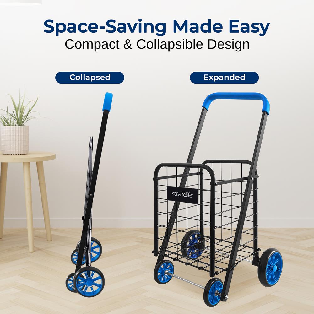 Kids Collapsible Utility Cart - Compact Folding, Easily Collapsible And Portable To Save Space, Lightweight Trolley With Rolling Swivel Wheels