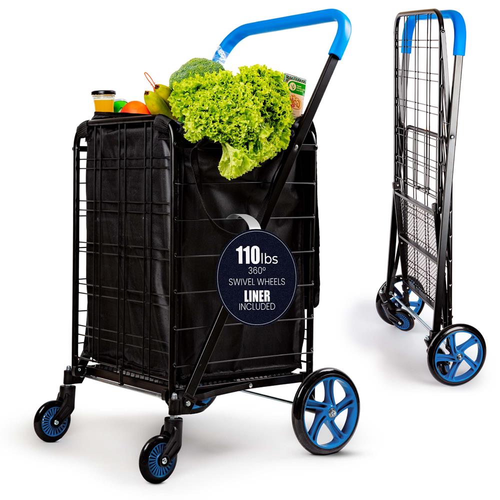 Foldable Shopping Cart With Cart Liner