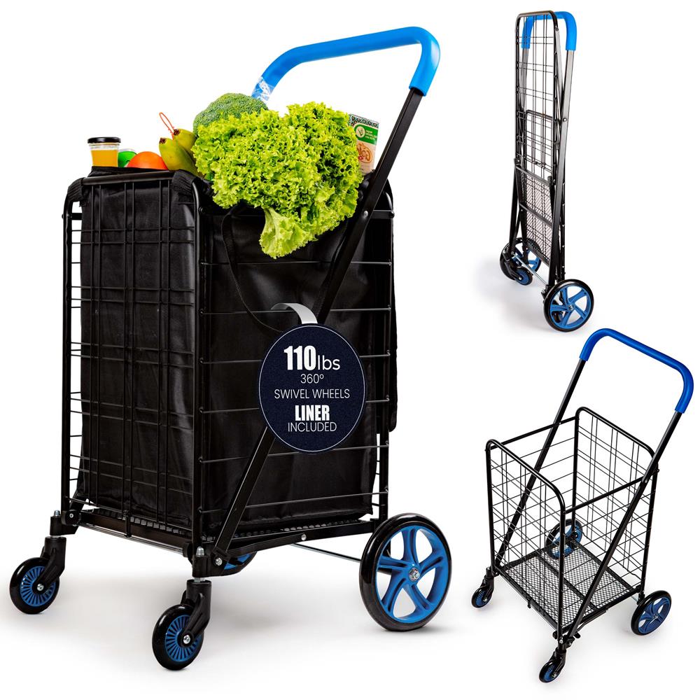 Foldable Shopping Cart With Cart Liner