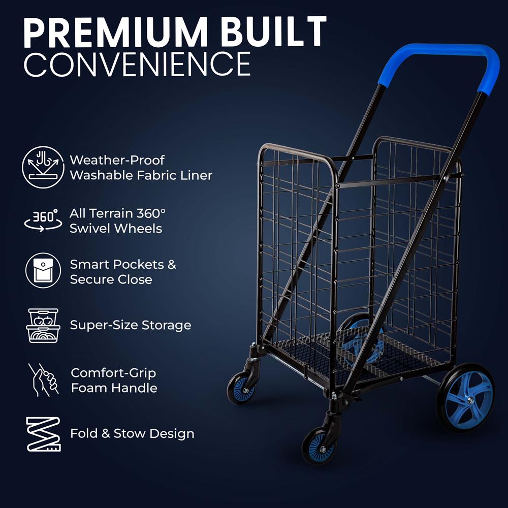 Foldable Shopping Cart With Cart Liner