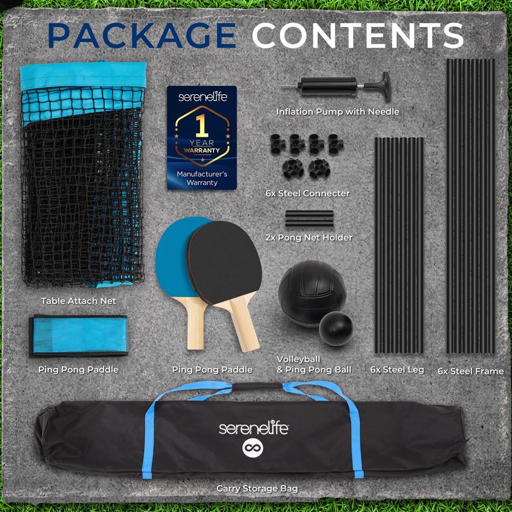 Trampoline Ping Pong Table - Portable, Adjustable Steel Frame, Indoor/Outdoor