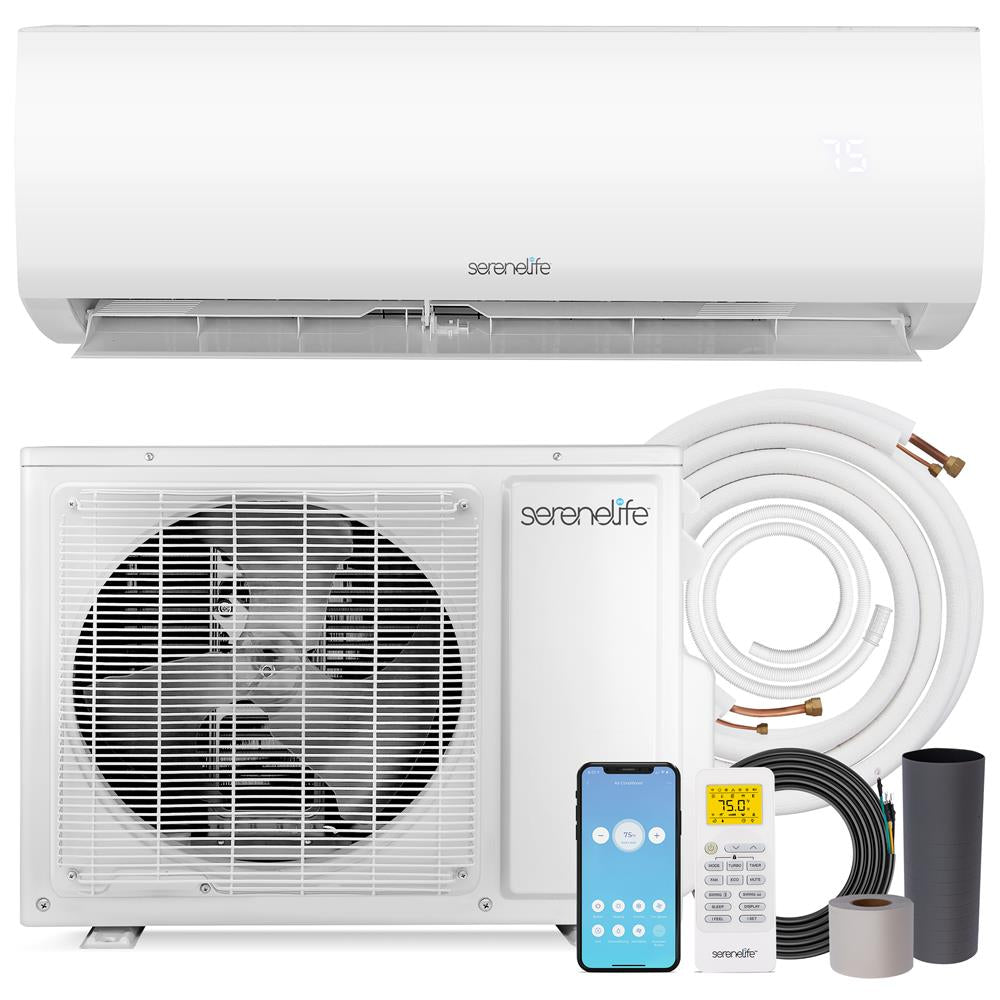 12000 Btu Indoor And Outdoor Mini Split Ac Unit Kit – 115V Smart Cooling & Heating Mini Split Ac With Wifi, Includes Installation Kit, Perfect For Bedrooms, Living Spaces, And Offices