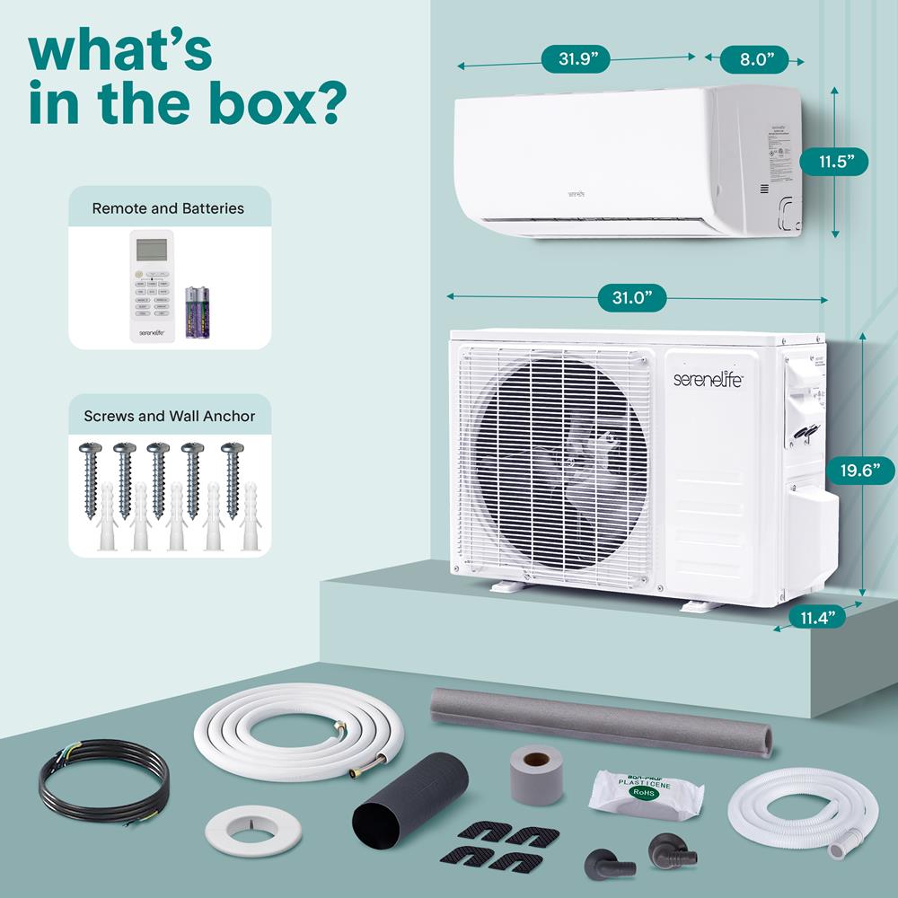 12000 Btu Indoor And Outdoor Mini Split Ac Unit Kit – 230V Smart Cooling & Heating Mini Split Ac With Wifi, Includes Installation Kit, Perfect For Bedrooms, Living Spaces, And Offices