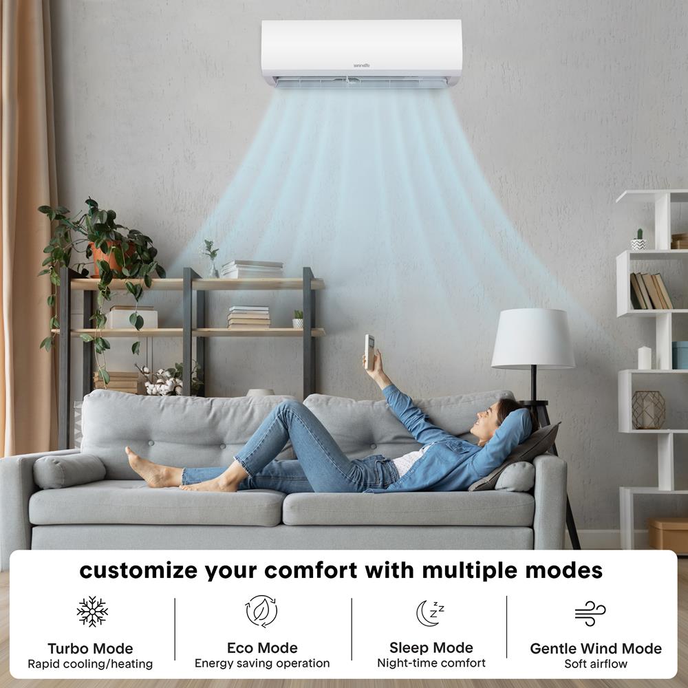 18000 Btu Indoor And Outdoor Mini Split Ac Unit Kit – 230V Smart Cooling & Heating Mini Split Ac With Wifi, Includes Installation Kit, Perfect For Bedrooms, Living Spaces, And Offices