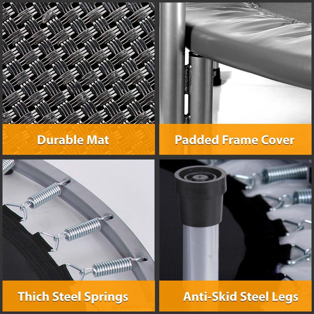 40" Foldable Mini Trampoline, Low-Impact Workout, Adjustable Handrail