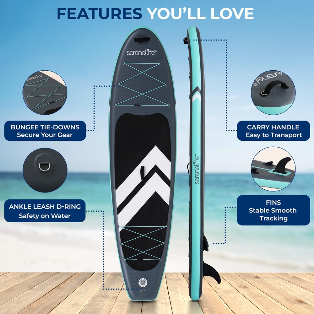 Inflatable Paddleboard, Stable Design, Non-Slip Deck, Blue