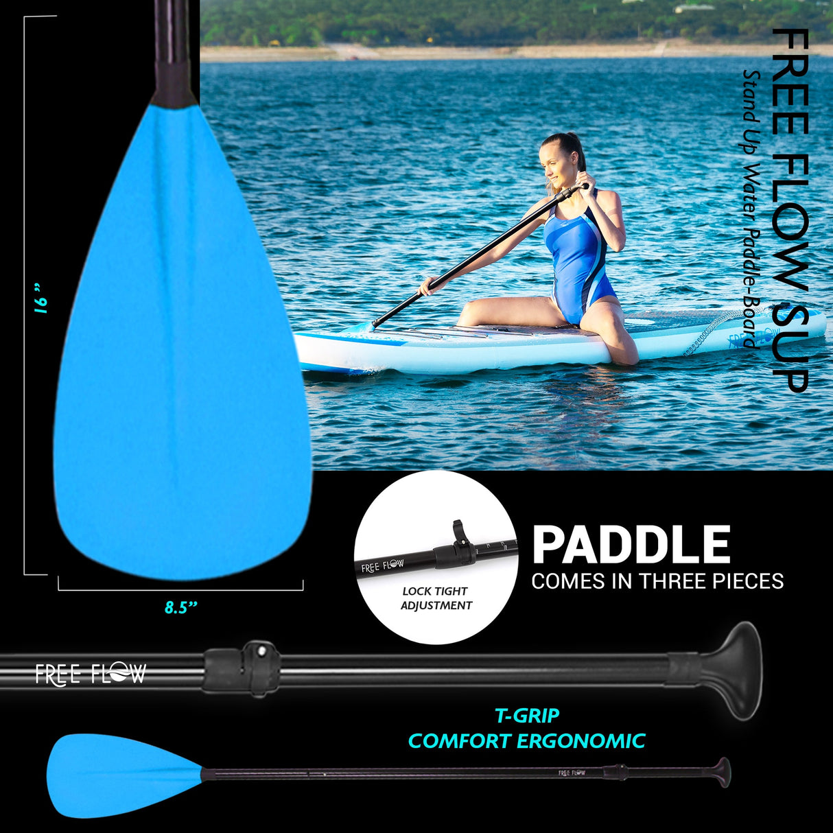 Inflatable Paddle Board - Stable Non-Slip Deck, 10'6", PVC, Teal