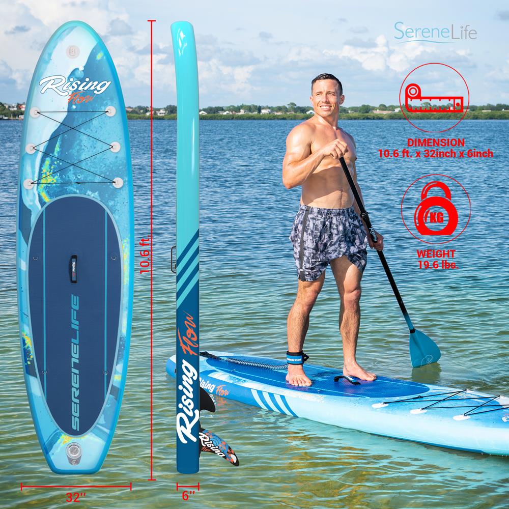 Inflatable Paddle Board - Stable Non-Slip Deck, 10'6", Portable, Blue