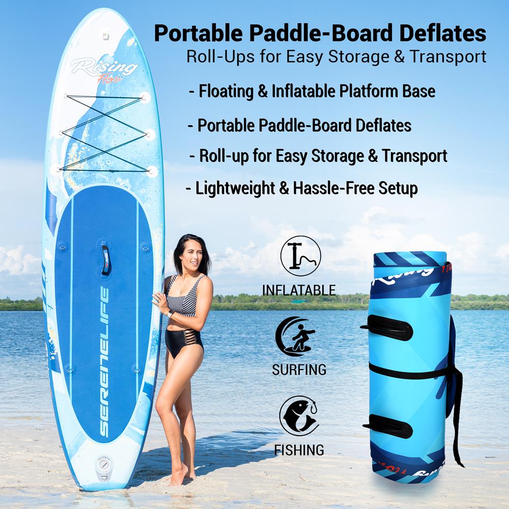 Inflatable Paddle Board - Stable Non-Slip Deck, 10'6", Portable, Blue