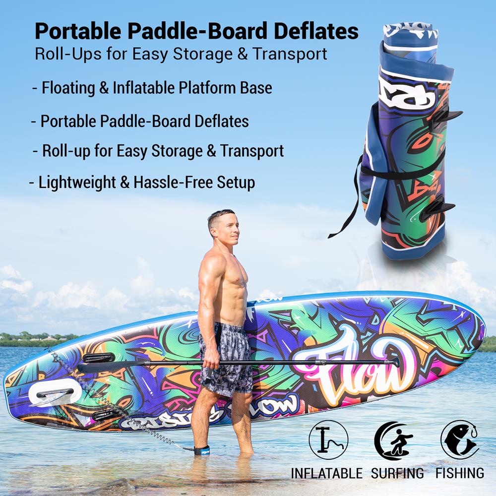 Inflatable Paddle Board - Stable Non-Slip Deck, 10'6", Blue
