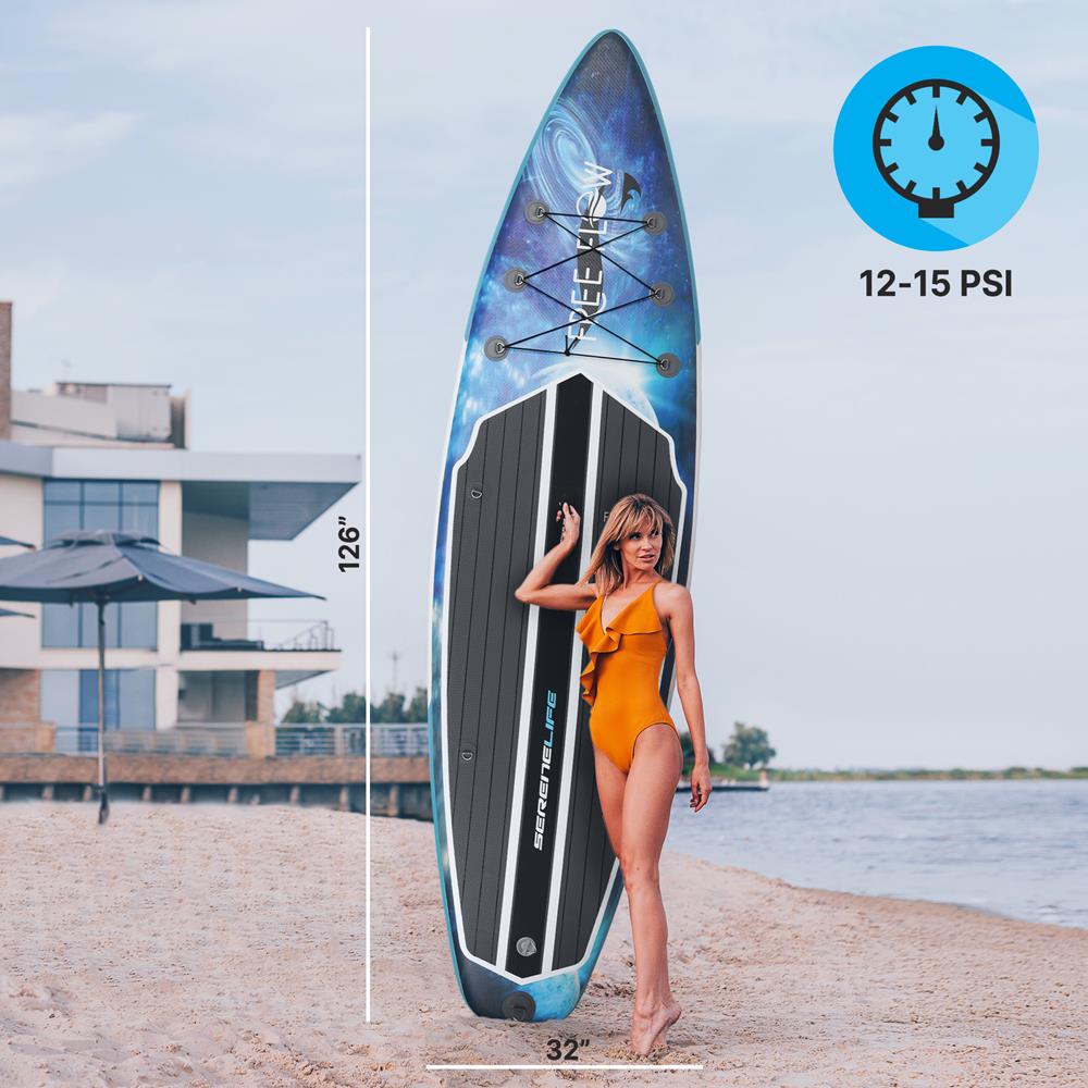 Inflatable Paddle Board - Stable Non-Slip Deck, 10'6", Space Blue