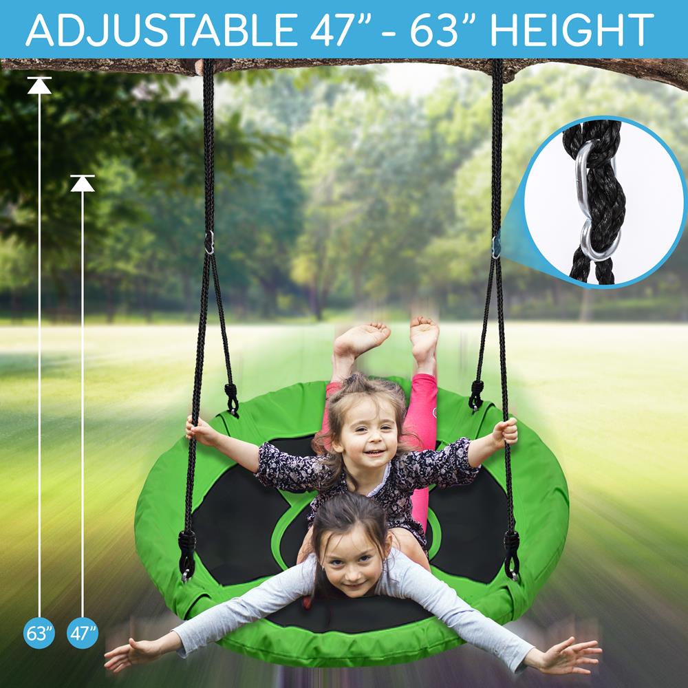 Saucer Swing 40" for Kids, Waterproof, Padded Frame, Green