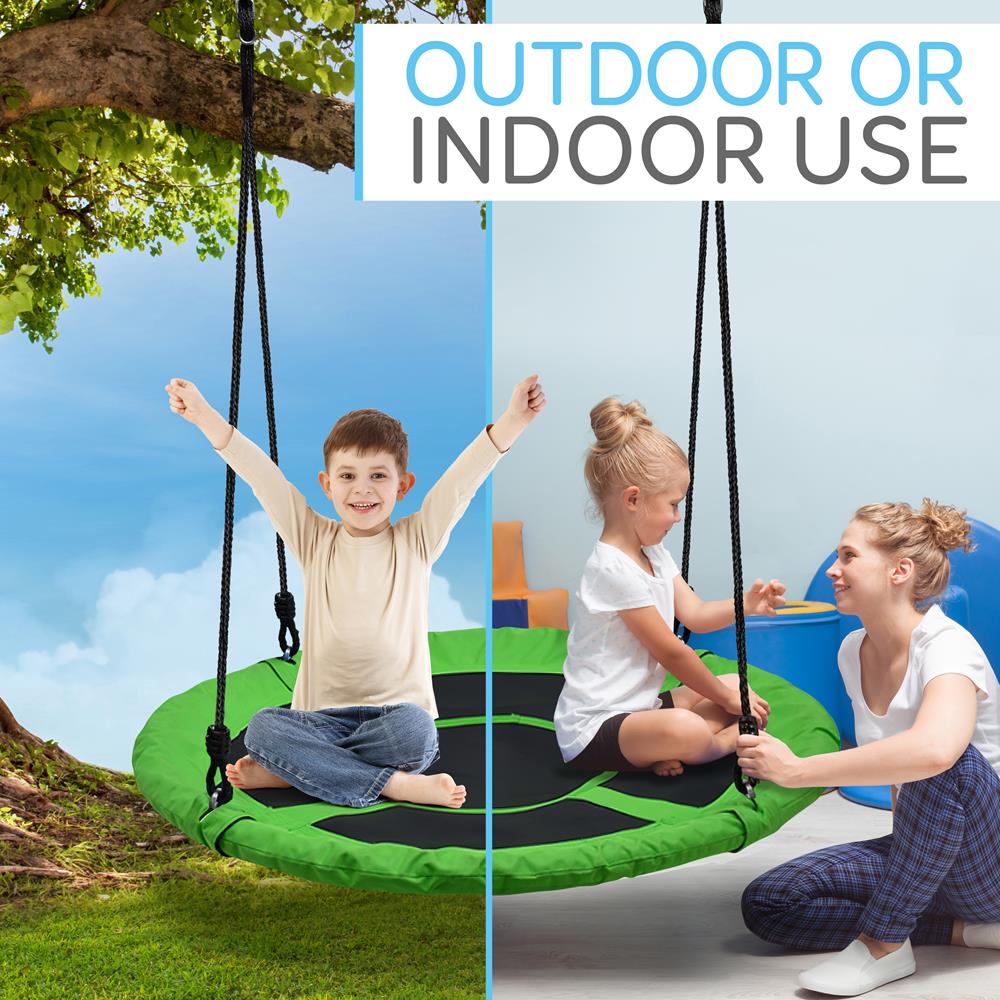 Saucer Swing 40" for Kids, Waterproof, Padded Frame, Green