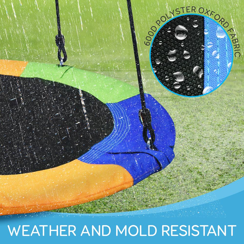 Saucer Swing 40" for Kids, Waterproof, Adjustable Ropes, Rainbow