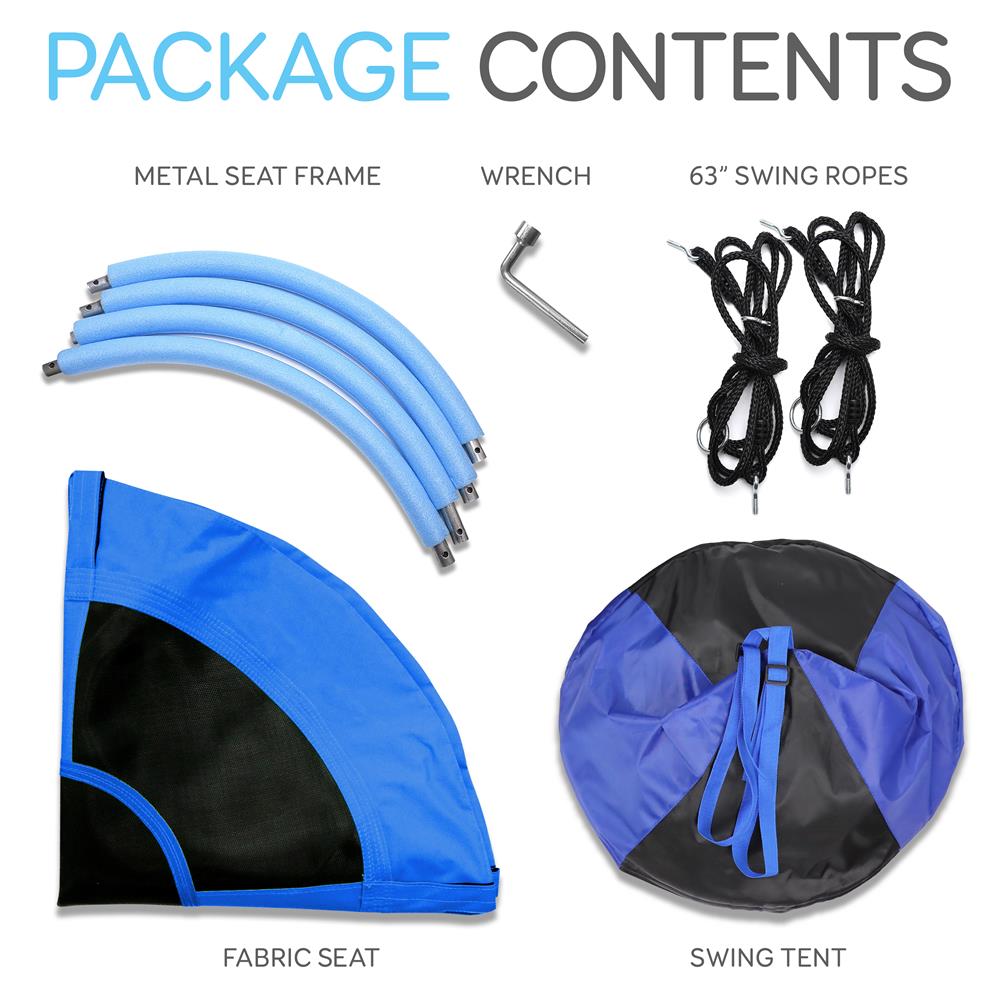 Tree Swing Tent for Kids - Relaxing Fun, Padded Seat, Blue