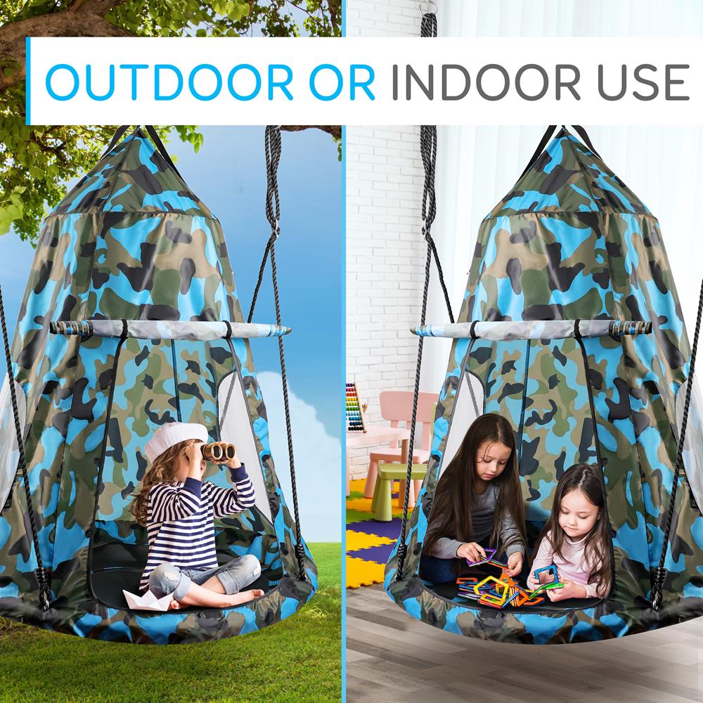 Tree Swing Tent for Kids - Relaxing Fun, Padded Seat, Camo