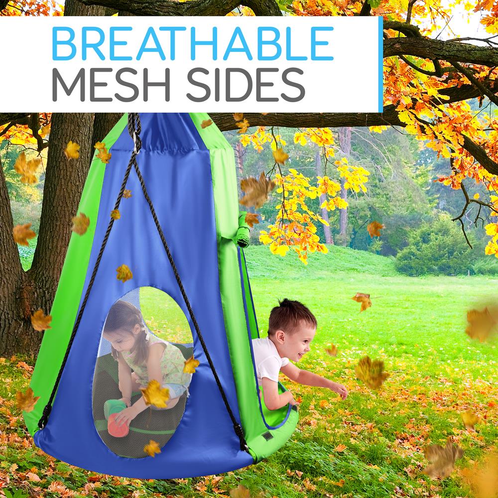 Kids Hanging Tent Swing, Outdoor Fun, Waterproof, Green