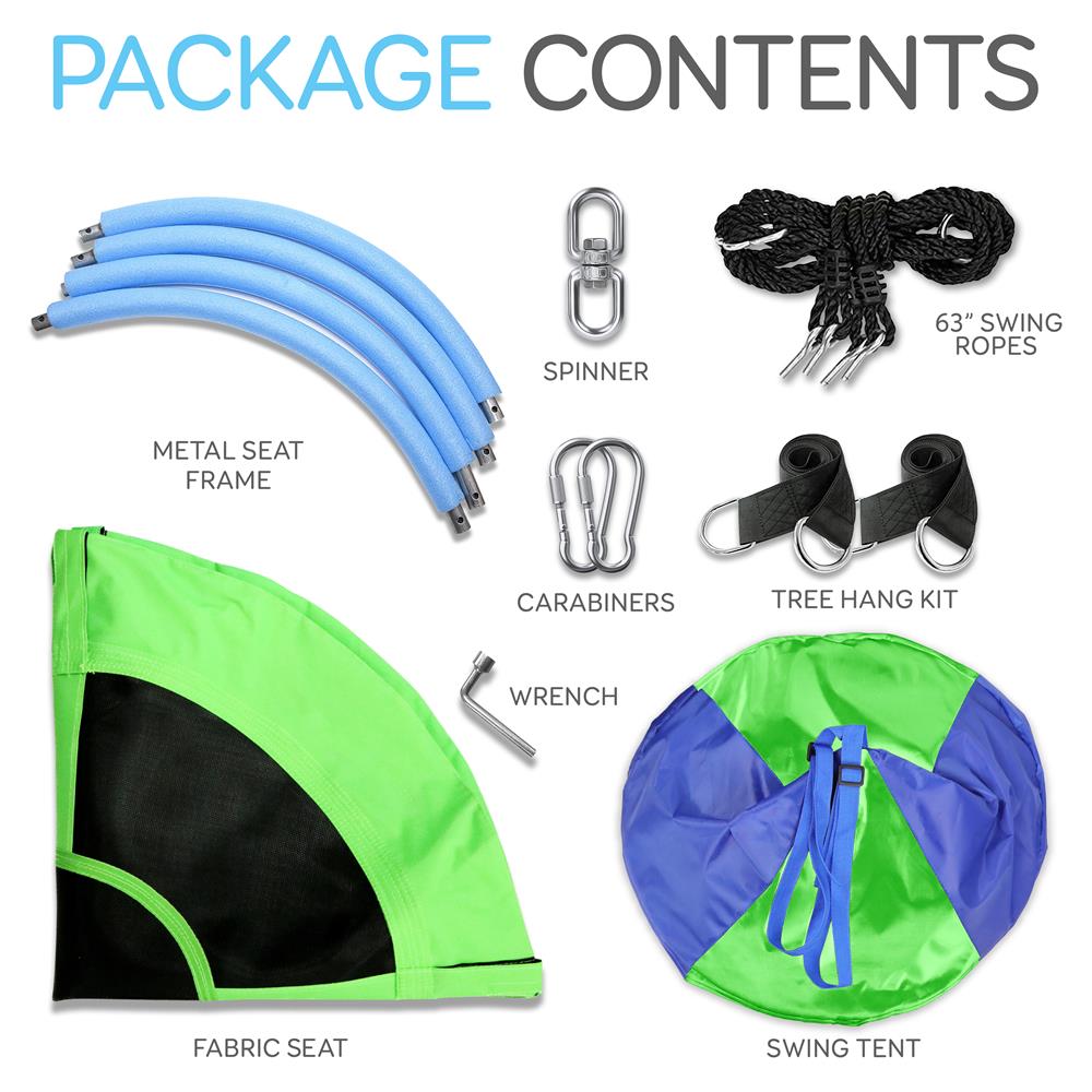 Kids Hanging Tent Swing, Outdoor Fun, Waterproof, Green