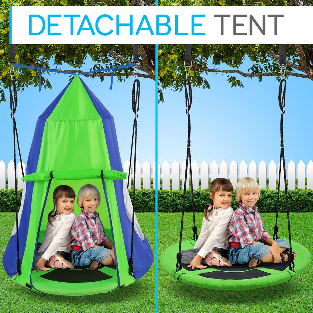 Kids Hanging Tent Swing, Outdoor Fun, Waterproof, Green