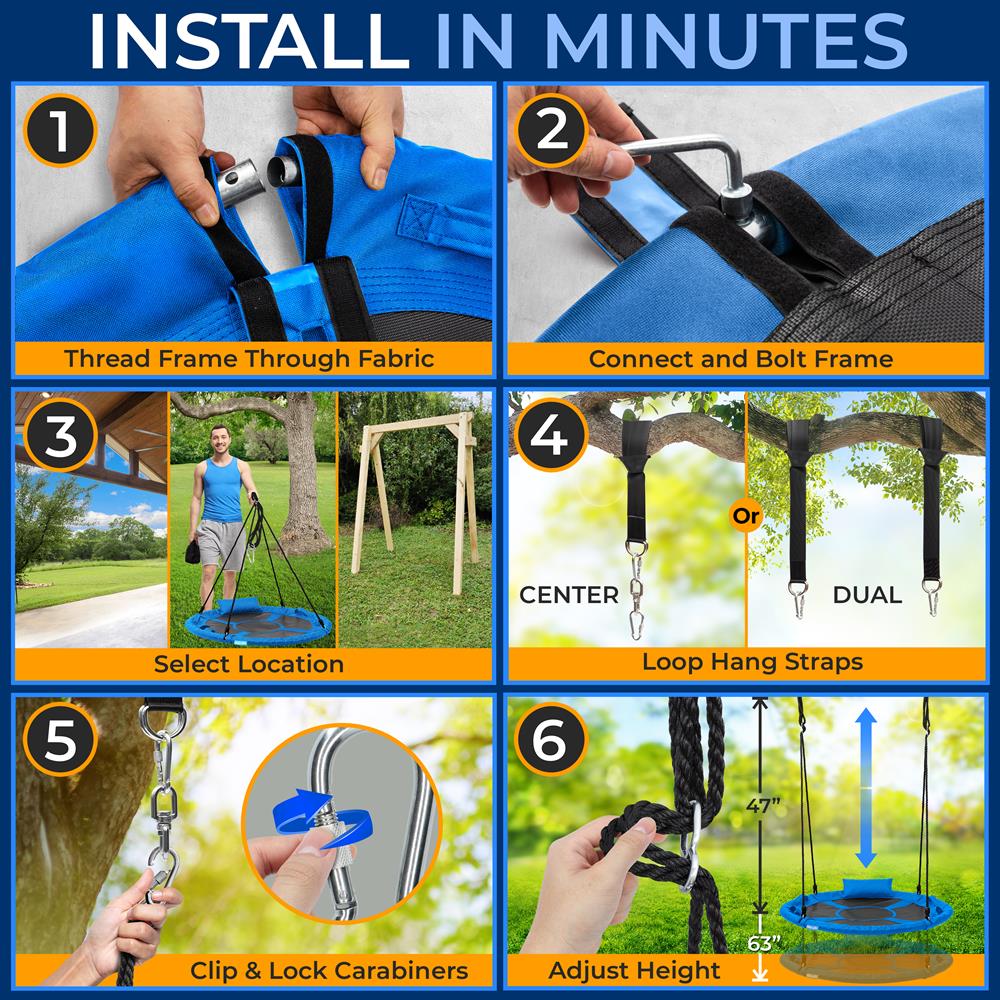 40" Saucer Swing with Pillow and Handles