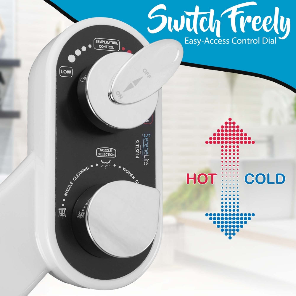 Bathroom Bidet Attachment - Hot/Cold Water, Self-Cleaning Nozzle