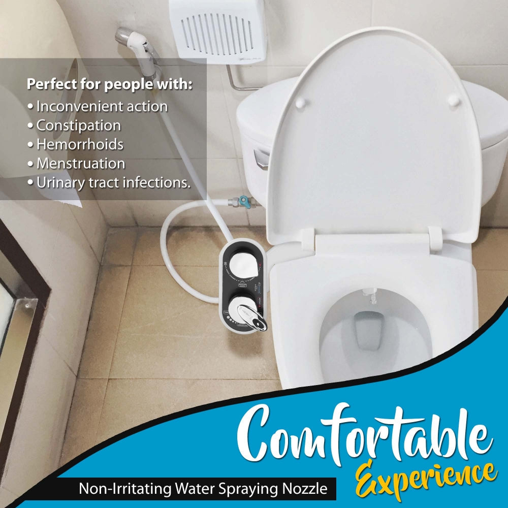 Bathroom Bidet Attachment - Hot/Cold Water, Self-Cleaning Nozzle