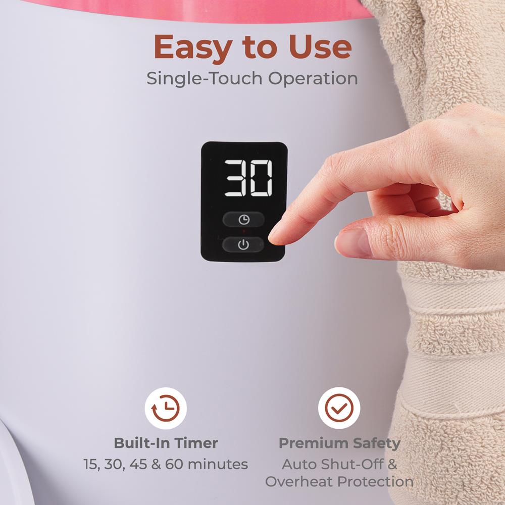 Portable Towel Warmer, Quick Heat, Auto Shut-Off, Pink