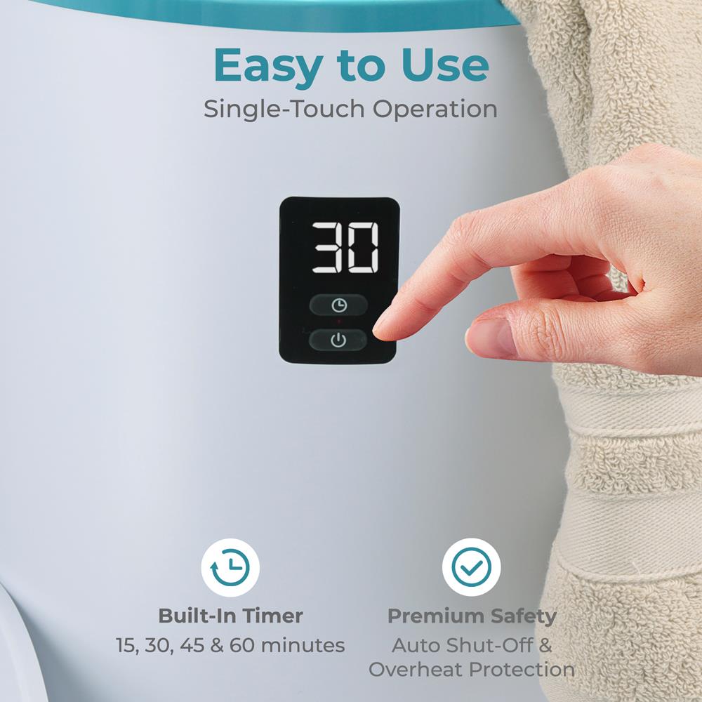 Towel & Blanket Warmer, Spa Luxury, Auto Shut Off, Fits 2 Large Towels, Blue