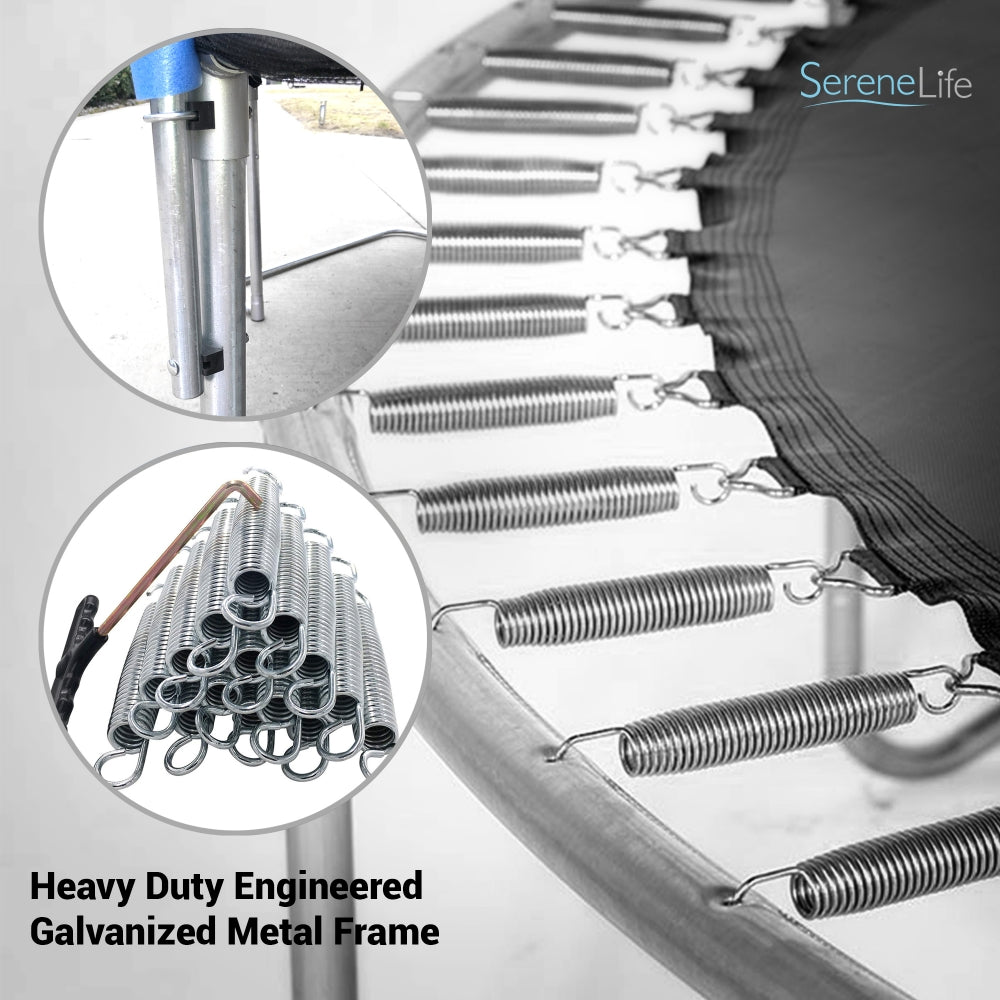 10FT Outdoor Trampoline, Safe Jumping, Reinforced Mat, Blue