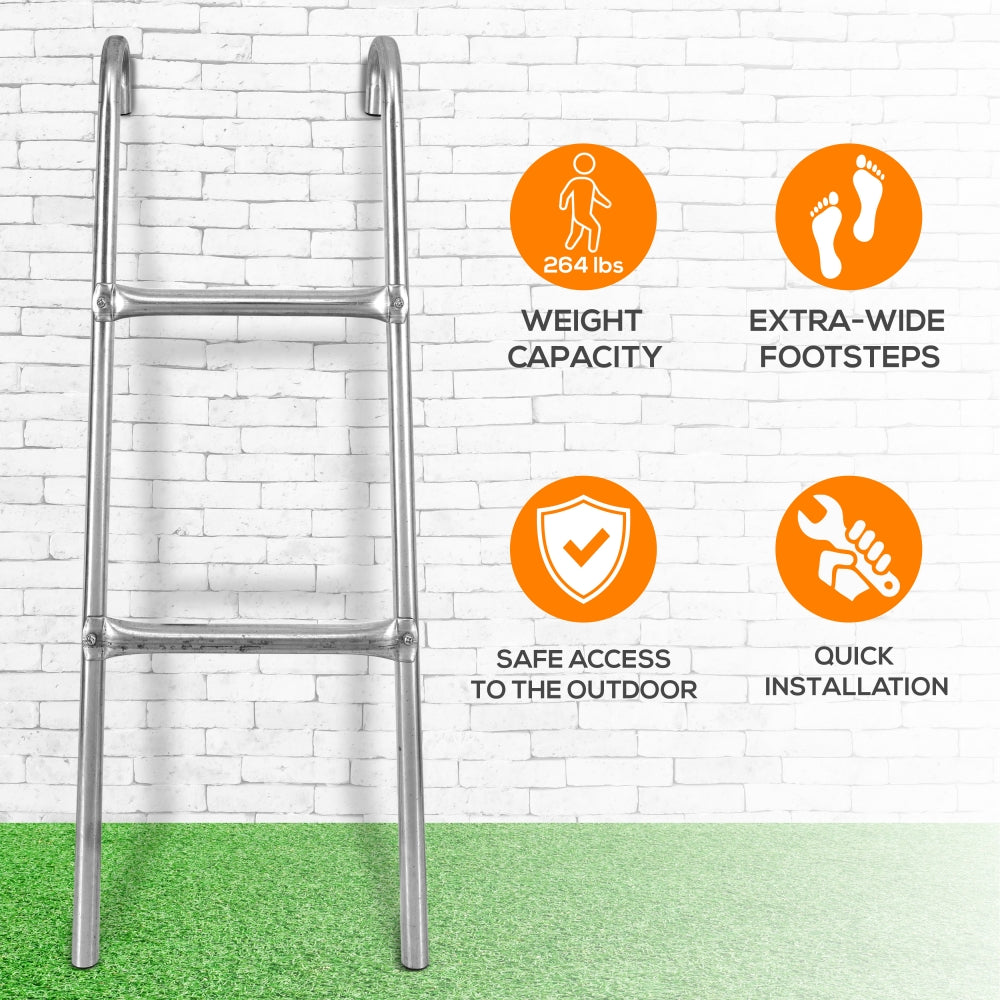 Outdoor Trampoline Safety Ladder, Weather Resistant Steel, 2-Step