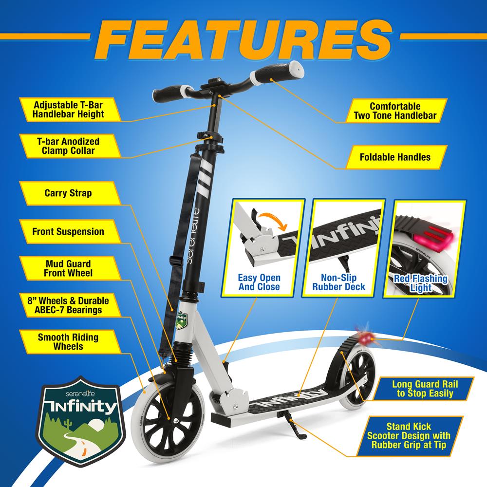 Foldable Kick Scooter for Teens & Adults, Smooth Wheels, Alloy Deck