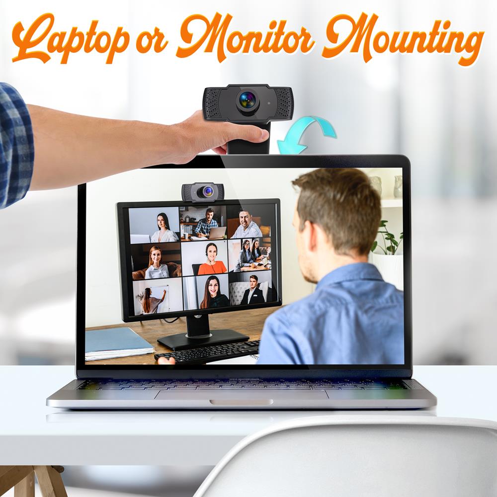 1080P HD Webcam with Mic - Smooth Video, USB Plug & Play, Wide Angle