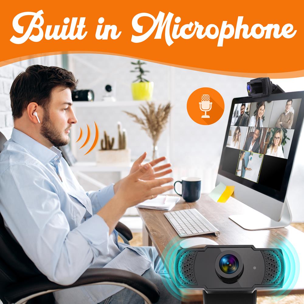 1080P HD Webcam with Mic - Smooth Video, USB Plug & Play, Wide Angle