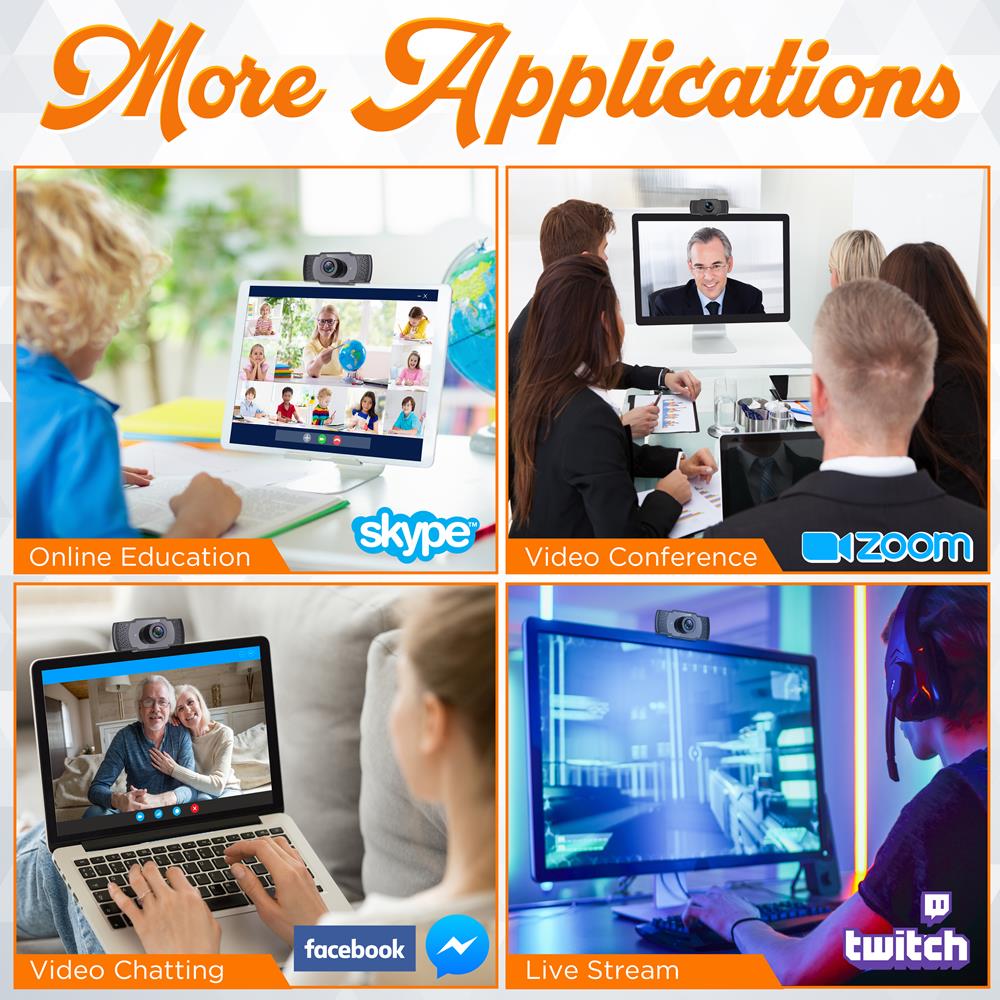 1080P HD Webcam with Mic - Smooth Video, USB Plug & Play, Wide Angle