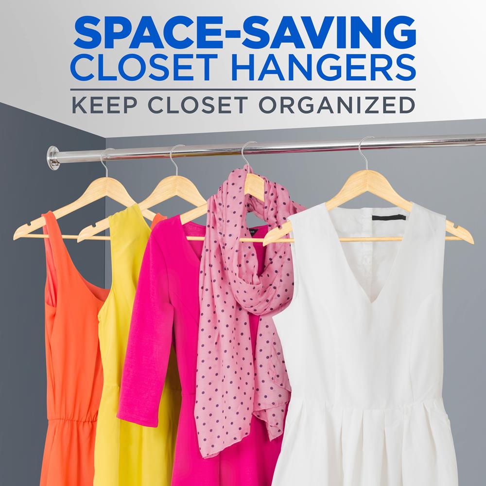 Wooden Hangers 50-Pack, Heavy Duty, 360° Swivel Hook, Natural Wood