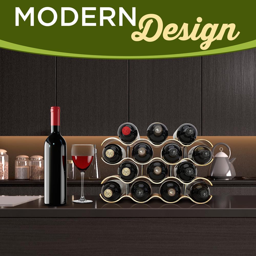 Bamboo Wine Rack 4-Tier Space-Saving Stackable Design Holds 14 Bottles
