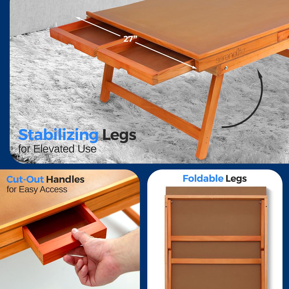 Wooden Puzzle Board Rack - Jigsaw Puzzle Table With Foldable Legs, 6 Storage & Sorting Drawers