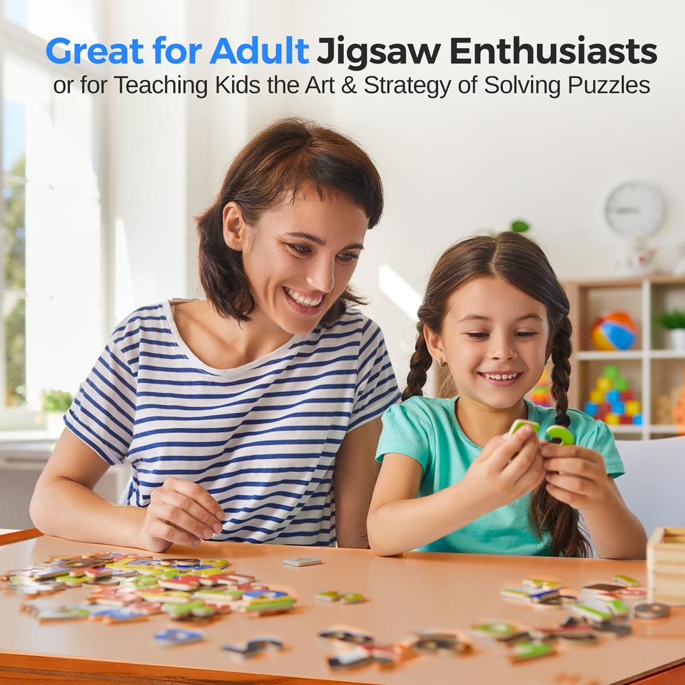 Wooden Puzzle Board Rack - Jigsaw Puzzle Table With Foldable Legs, 6 Storage & Sorting Drawers