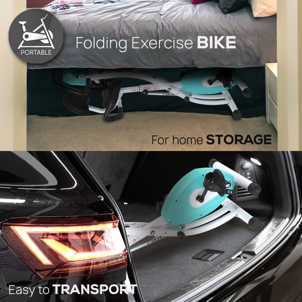 Folding Exercise Bike, Cardio Workout, 8 Resistance Levels, Pulse Monitor