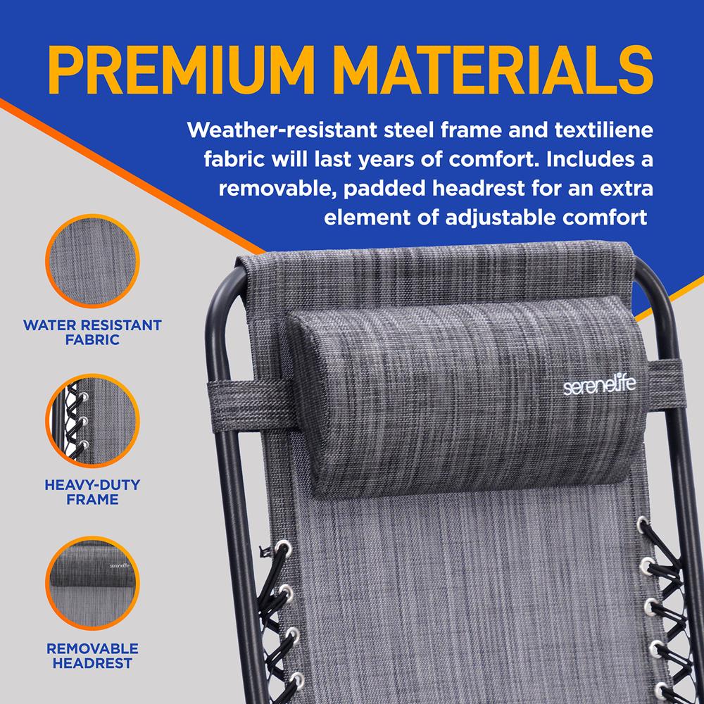 Zero Gravity Chairs Set of 2, Ultimate Comfort, Steel Mesh, Gray