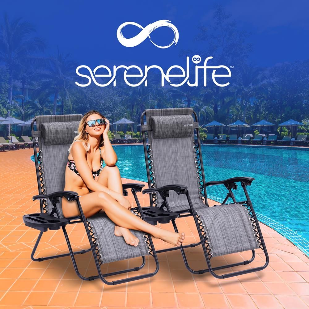 Zero Gravity Chairs Set of 2, Ultimate Comfort, Steel Mesh, Gray