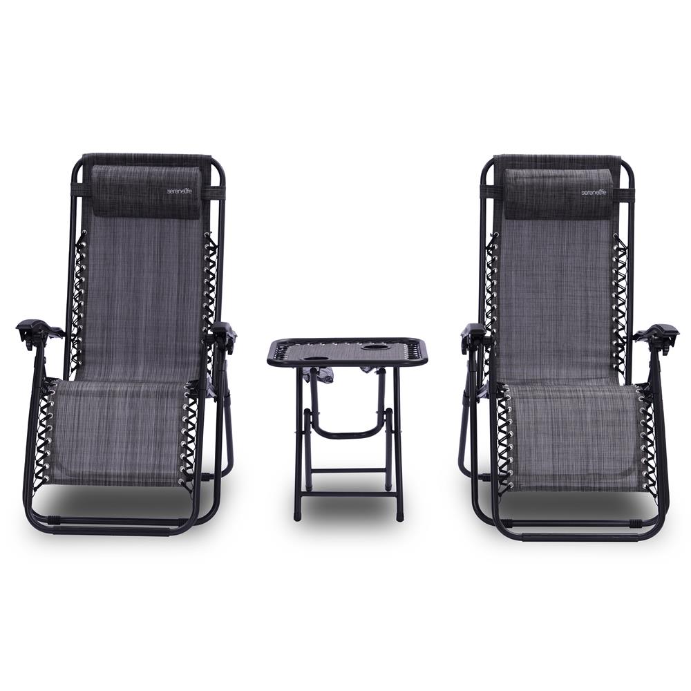 Zero Gravity Chair Set 2-Pack, Ultimate Comfort, Steel & Textilene, Gray