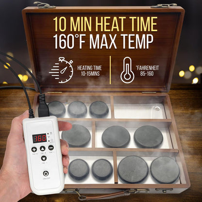 Hot Stone Massage Kit - Portable Heated Rock Massaging Therapy System (Black)
