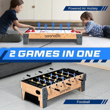 Table de hockey sur air de 38 pouces et ensemble de baby-foot de 40 pouces, table de jeu pivotante 2 en 1 avec ballon de football, poussoirs et palets idéale pour les salles de jeux, les arcades, les bars, les fêtes et les réunions de famille 