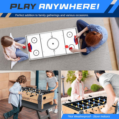 Table de hockey sur air de 38 pouces et ensemble de baby-foot de 40 pouces, table de jeu pivotante 2 en 1 avec ballon de football, poussoirs et palets idéale pour les salles de jeux, les arcades, les bars, les fêtes et les réunions de famille 