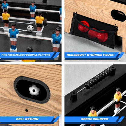 Table de hockey sur air de 38 pouces et ensemble de baby-foot de 40 pouces, table de jeu pivotante 2 en 1 avec ballon de football, poussoirs et palets idéale pour les salles de jeux, les arcades, les bars, les fêtes et les réunions de famille 